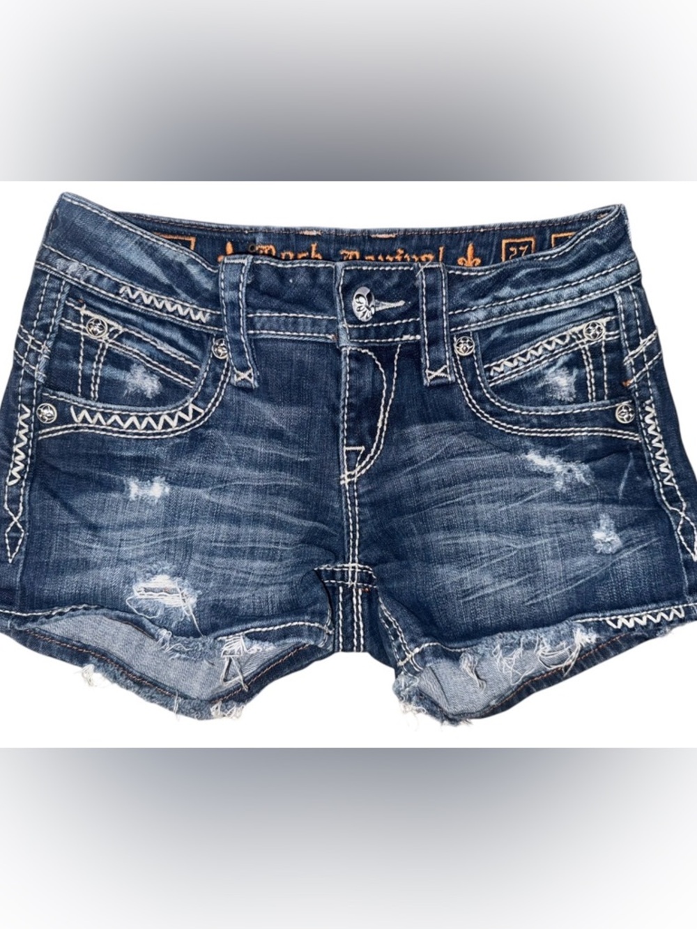 Rock Revival Dark Blue Distressed Denim Shorts
